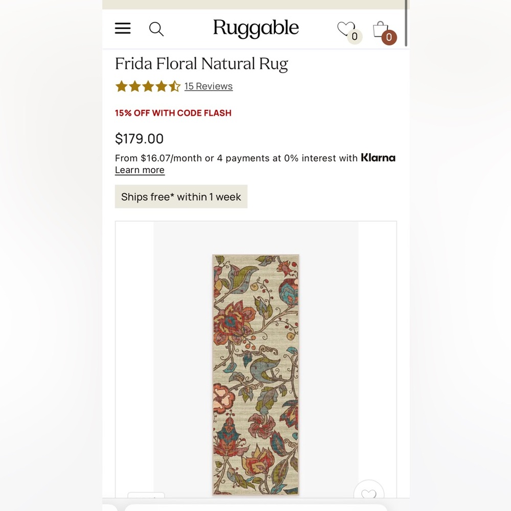 Ruggable - Frida Floral Natural Rug - 2.5 x 7